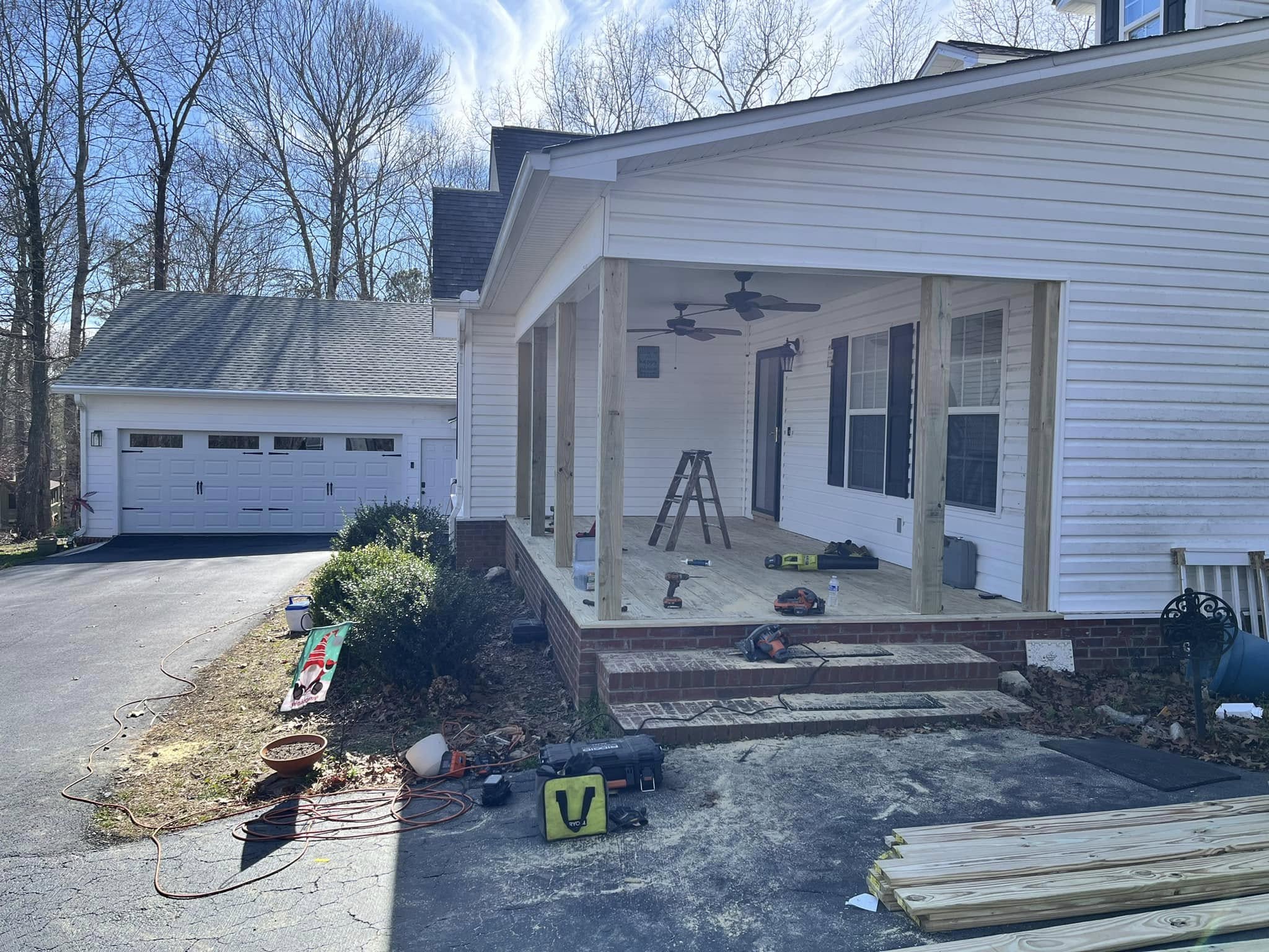 Porch and entry remodel carpentry near Blairsville, GA