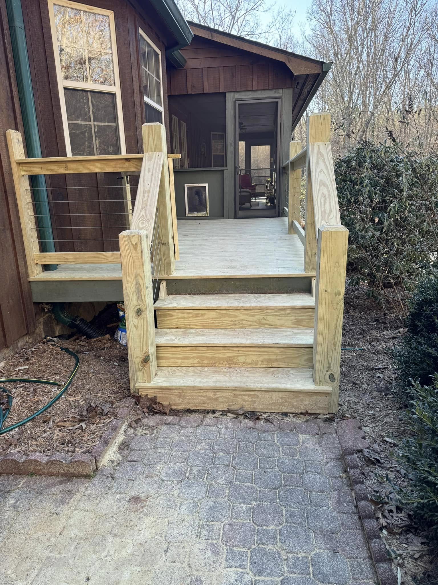 Completed deck building project overlooking mountain property near Blairsville
